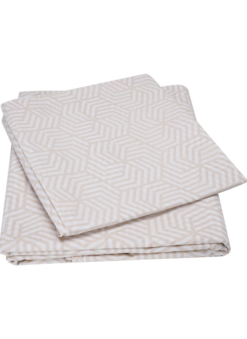 Home-Tex Design 3 Piece Hometex Design 100% Cotton King Size Printed Flat Sheet Set ABEE - 1 Flat Sheet (240x260 cm) + 2 Pillow Covers (50x80 cm)  - Image 2