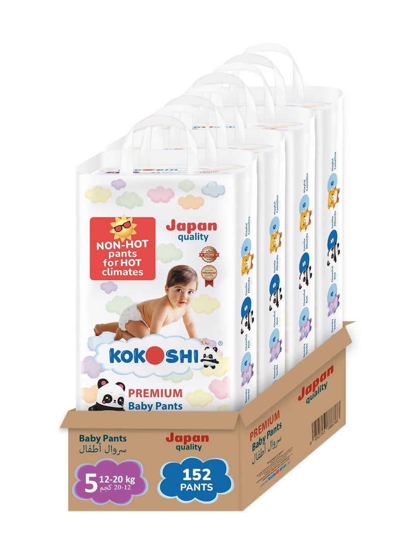 Kokoshi Premium Baby Size 5 12-20Kg Eco Friendly And Hypoallergenic Pant Diapers 4 x 38 Diapers 