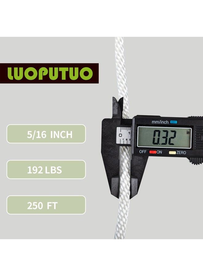 LUOPUTUO White Nylon Rope High UV and Abrasion Resistance, Multipurpose Tightly Braided Rope, 5/16 Inch 250 Foot Spool | Solid Braid - Industrial Grade - Low Stretch, Flag Pole, Clothes line - Image 5