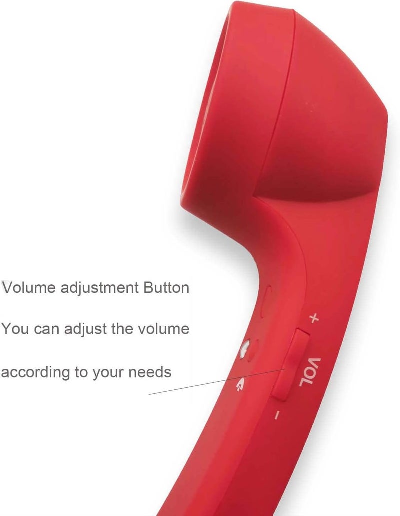 ENJOY-UNIQUE Wireless Retro Telephone Handset and Wire Handset Receivers Headphones for a mobile phone with comfortable call (Red) - Image 1