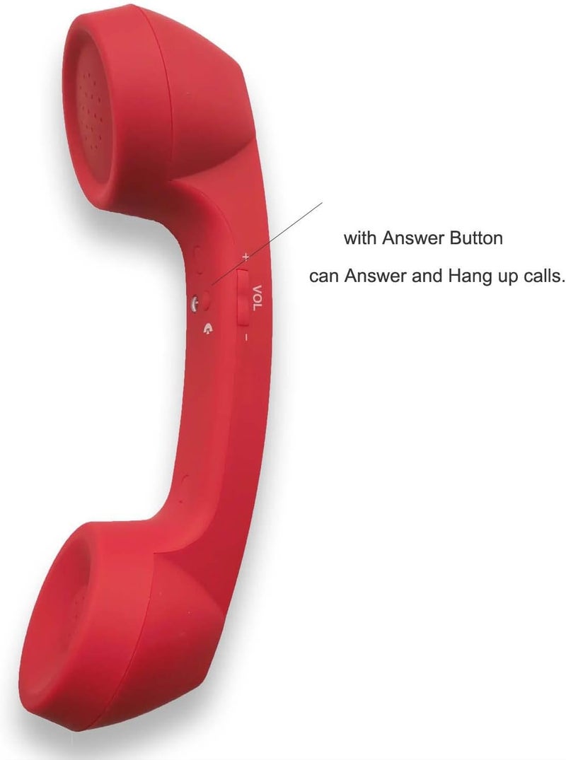 ENJOY-UNIQUE Wireless Retro Telephone Handset and Wire Handset Receivers Headphones for a mobile phone with comfortable call (Red) - Image 2