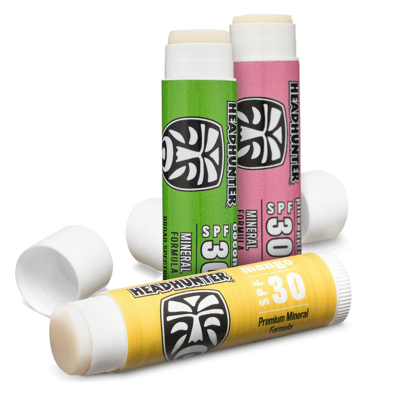 Headhunter Sport Chapstick Sunscreen SPF 30, Natural Mineral Waterproof Lip Balm For Sun Protection, Ultra Solar Defense - Reef Safe Sunblock Chap Stick, 3 Flavors - Coconut, Pineapple, Mango (3 Pack) - Image 2
