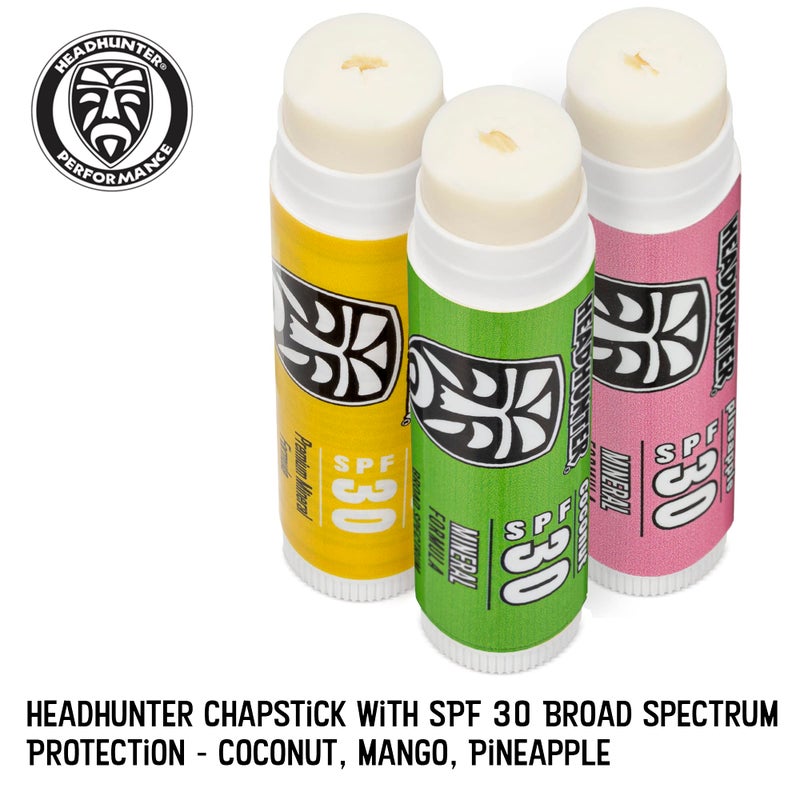 Headhunter Sport Chapstick Sunscreen SPF 30, Natural Mineral Waterproof Lip Balm For Sun Protection, Ultra Solar Defense - Reef Safe Sunblock Chap Stick, 3 Flavors - Coconut, Pineapple, Mango (3 Pack) - Image 5