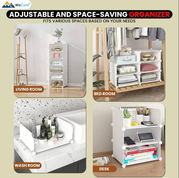 WeCool SRW8 Upgraded Shoe Rack for Home Plastic Portable Shoe Rack with Dustproof Door for HeelsSlippersBoots 8Layer Shoe Storage Cabinet with Hooks for Entryway or Bedroom White - Image 4