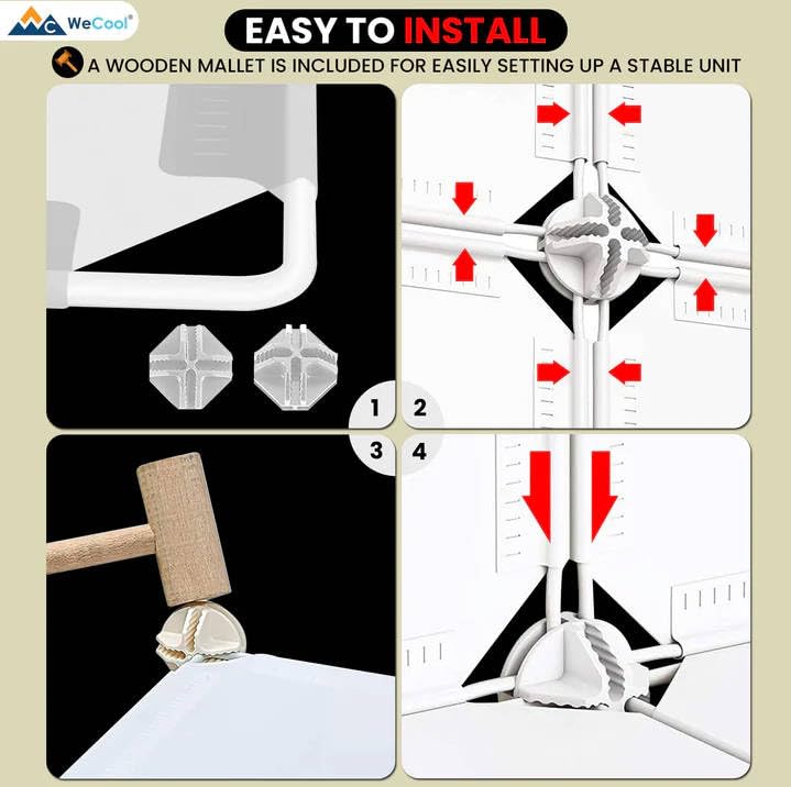 WeCool SRW8 Upgraded Shoe Rack for Home Plastic Portable Shoe Rack with Dustproof Door for HeelsSlippersBoots 8Layer Shoe Storage Cabinet with Hooks for Entryway or Bedroom White - Image 5