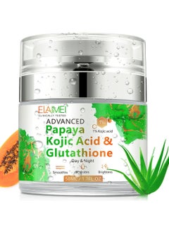 50Ml Papaya Kojic Acid Cream Natural Skin Nourishing Resurfacing Face Cream Day and Night Moisturizing Skin Cream Remove Dark Spots Intensely Hydrating Provide Elastic Glutathione Face Cream