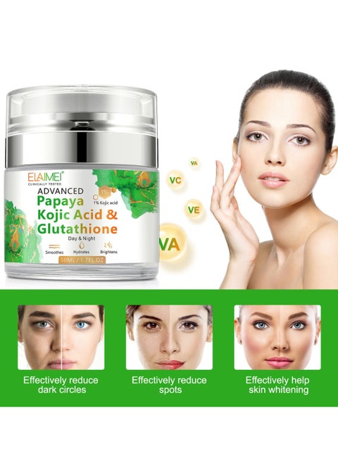 Elaimei 50Ml Papaya Kojic Acid Cream Natural Skin Nourishing Resurfacing  Face Cream Day and Night Moisturizing Skin Cream Remove Dark Spots  Intensely Hydrating Provide Elastic Glutathione Face Cream | Best Price KSA  |
