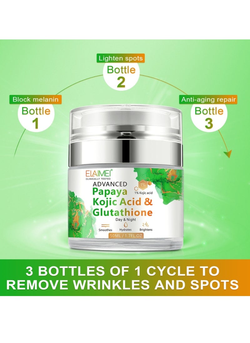 Elaimei - 50Ml Papaya Kojic Acid Cream Natural Skin Nourishing Resurfacing Face Cream Day and Night Moisturizing Skin Cream Remove Dark Spots Intensely Hydrating Provide Elastic Glutathione Face Cream - Image 1