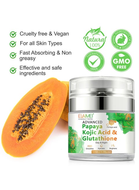 papaya kojic acid glutathione cream Elaimei 50Ml Papaya Kojic Acid Cream Natural Skin Nourishing Resurfacing  Face Cream Day and Night Moisturizing Skin Cream Remove Dark Spots  Intensely Hydrating Provide Elastic Glutathione Face Cream