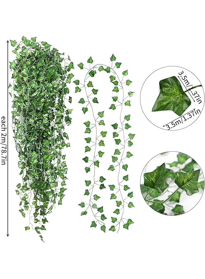 erorex 24Pcs Fake Leaves Artificial Ivy Garland Greenery Vines For Bedroom Decor Aesthetic Silk Ivy Vines For Room Wall Home Decoration - Image 2