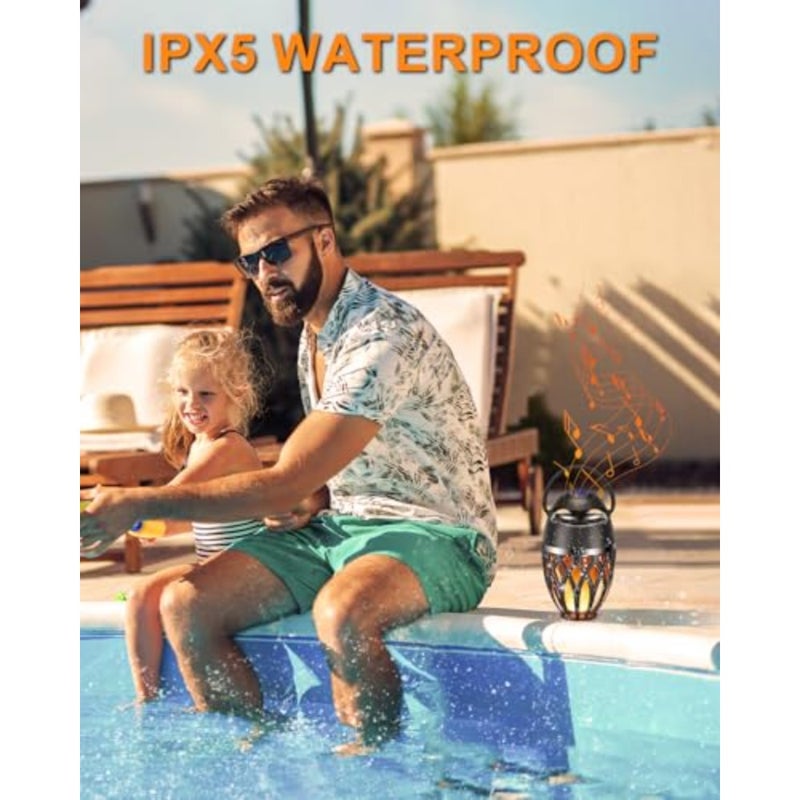 2 Pack Outdoor Bluetooth Speakers, Wireless Speakers with LED Flame Flickers, IP5X Waterproof Torch Lights Lantern Speakers for Patio Yard Pool Party, Gifts for Men/Women - Image 4