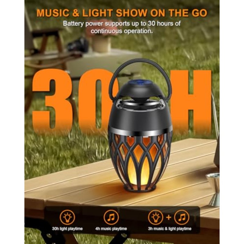 2 Pack Outdoor Bluetooth Speakers, Wireless Speakers with LED Flame Flickers, IP5X Waterproof Torch Lights Lantern Speakers for Patio Yard Pool Party, Gifts for Men/Women - Image 3