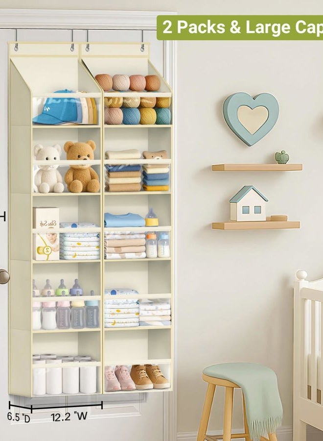 AOODA 2 Pack Over the Door Organizer, Large Capacity Closet Door Hanging Organizer, Clear Deep Pockets Baby Organizer Storage for Nursery, Bathroom, Bedroom, Pantry, Diapers (Light Beige) - Image 2