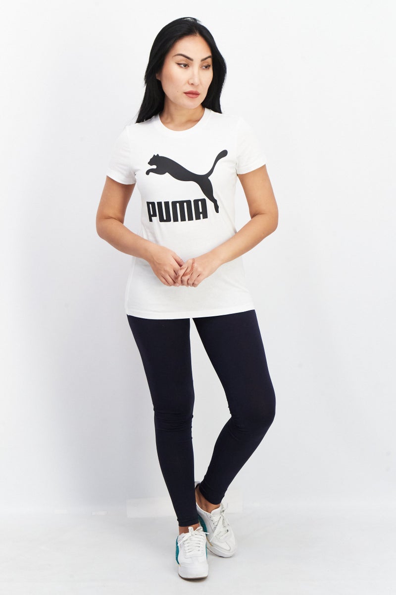 PUMA تي شيرتات رياضية نسائية قصيرة الأكمام في الهواء الطلق، أبيض/أسود - Image 3