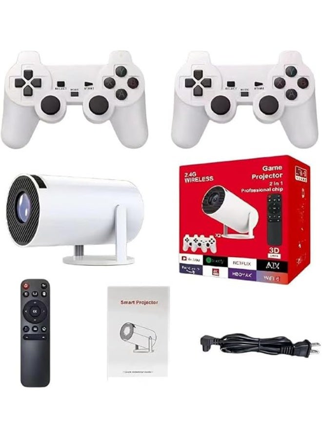 بروجكتور ألعاب Retro Console 2 في 1، يدعم 4K HD مع ألعاب ريترو مدمجة، Android WiFi، بروجكتور ذكي محمول للاستخدام الداخلي والخارجي - Image 1