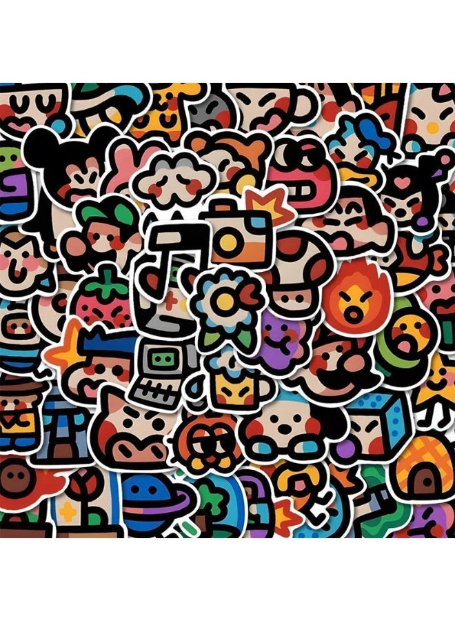 NIBEMINENT 100 Pcs Cartoon Oldschool Deco Kit Waterproof Stickers, High Definition Printing Bright Colors, Suitable for Laptop Skateboard Luggage Water Bottle Guitar DIY - Image 2