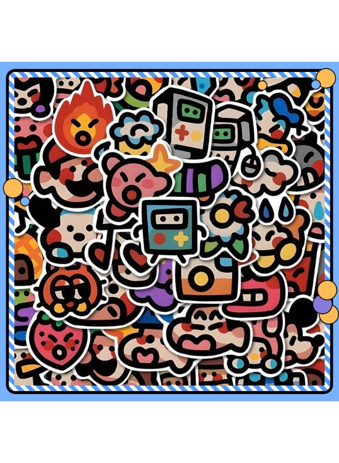 NIBEMINENT 100 Pcs Cartoon Oldschool Deco Kit Waterproof Stickers, High Definition Printing Bright Colors, Suitable for Laptop Skateboard Luggage Water Bottle Guitar DIY - Image 1