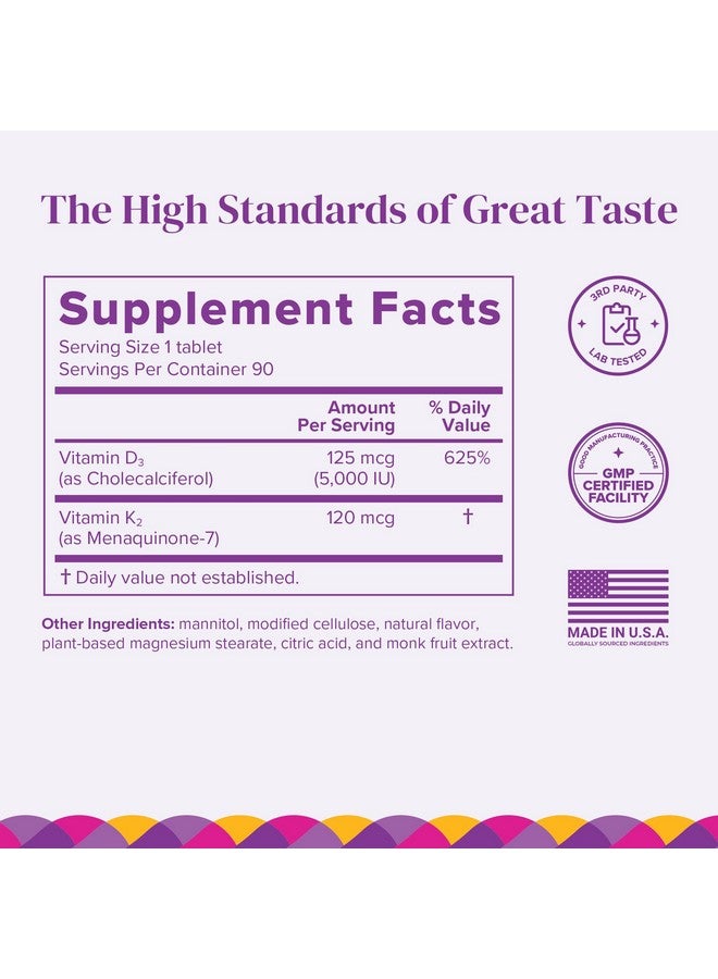 BariMelts Vitamin D3 K2-90 Fast-Dissolving Tablets (3-Month Supply) - Bariatric Vitamins for Women with Vitamin D3 5000 IU and K2 as MK-7, Natural Apple Flavor - Image 5