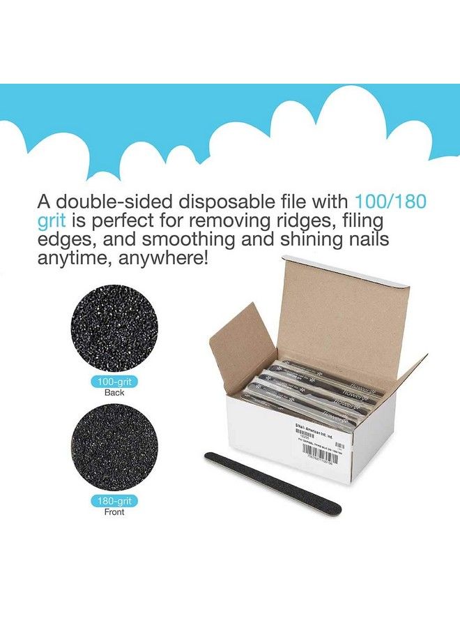 Flowery Disposable Nail File Black Wood Core SilCarb 100 Files Per Box  - Image 4