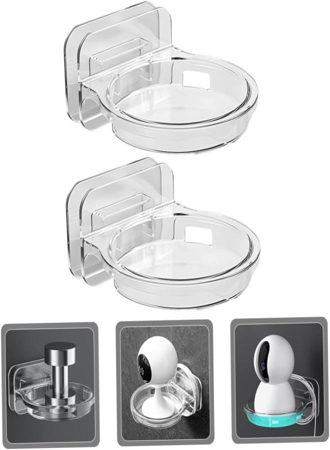 VarietyVoyageD 2 Pcs Acrylic Floating Small Wall Shelves Self Adhesive Wall Mounted Hanging Shelves Easy To Install No Drill For Security Cameras Baby Monitors Smart Speaker,install Indoor and outdoor, Suitable for storing toiletries, cosmetics, toys  - Image 1
