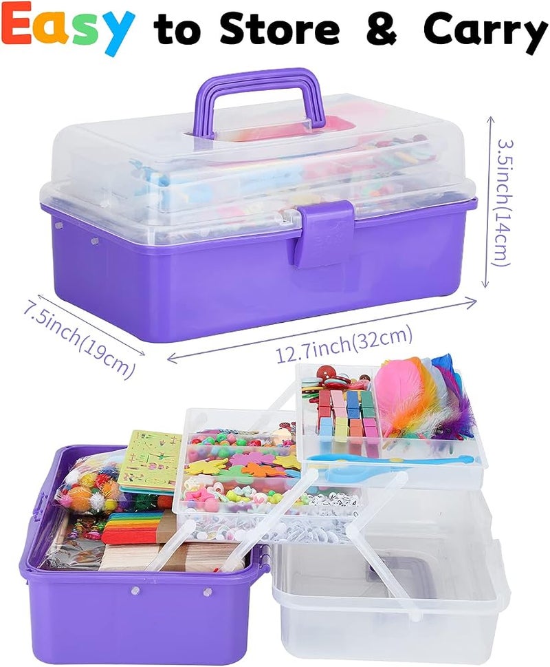 VOLINFO Arts and Crafts Supplies for Kids- 1600+ PCS DIY Craft Kits Including Pipe Cleaners, Folding Storage Box, Preschool Homeschool Craft Set Toys Gift for Boys and Girls(Purple) - Image 4