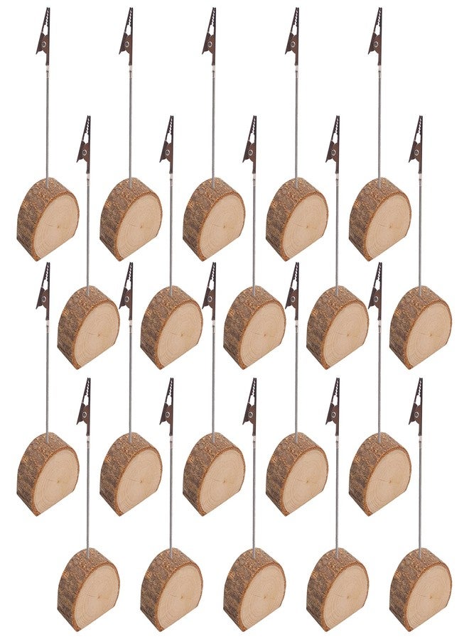 Umbrotiger 20-Pack Bark Wood Memo Holders Hemisphere Base Alligator Clip Stands for Wedding Table Numbers, Office Name Plates & Inspirational Quotes - Image 1