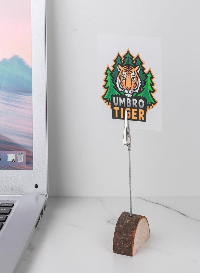 Umbrotiger 20-Pack Bark Wood Memo Holders Hemisphere Base Alligator Clip Stands for Wedding Table Numbers, Office Name Plates & Inspirational Quotes - Image 5