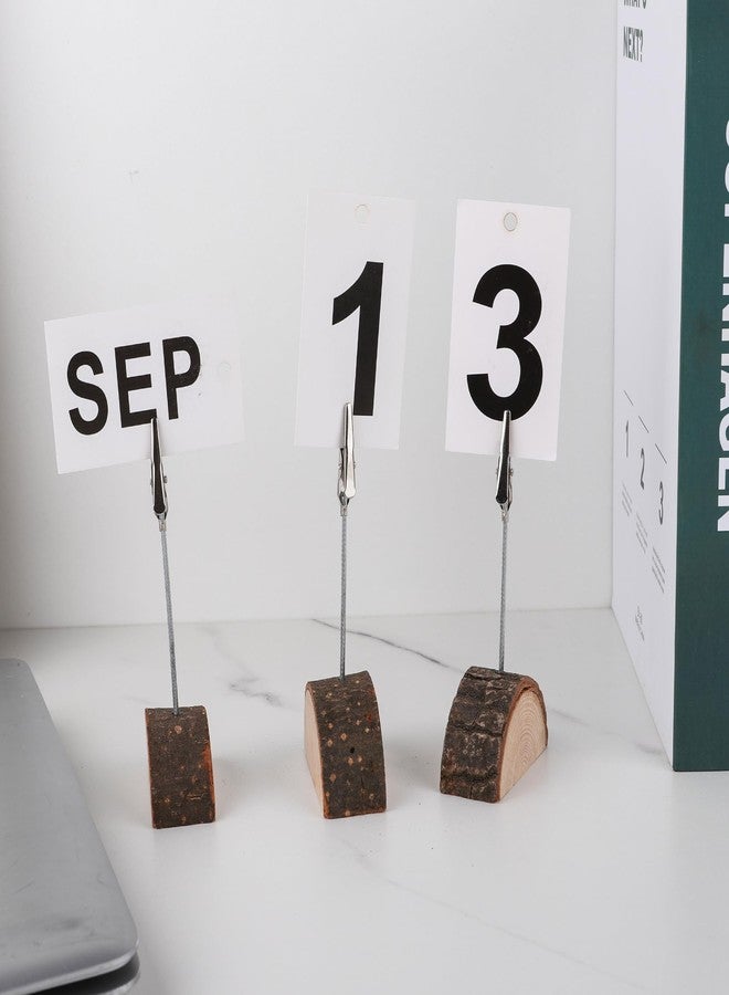 Umbrotiger 20-Pack Bark Wood Memo Holders Hemisphere Base Alligator Clip Stands for Wedding Table Numbers, Office Name Plates & Inspirational Quotes - Image 3