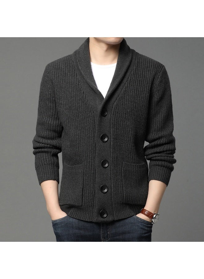 NIBEMINENT Men Button-up Sweater Autumn Winter Knitted Coat Thick Warm Casual Solid Streetwear Men‘s Fashion jacket Coat - Image 1