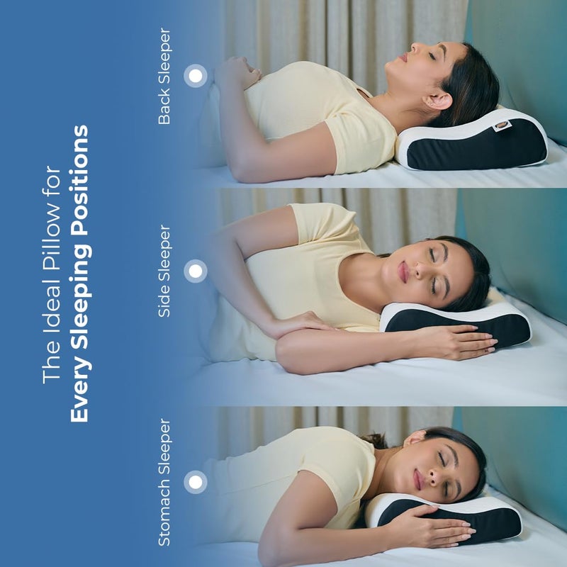 CareFoam CareFoam Ultimate Cervical Neck Pillow 2 Years Warranty Pain Relief Sleep Improves Posture Spinal Alignment Neck Pain Relief Pillow Queen 19 x 11 x 35 Inch White Jacquard Cover Pack of 1 - Image 2