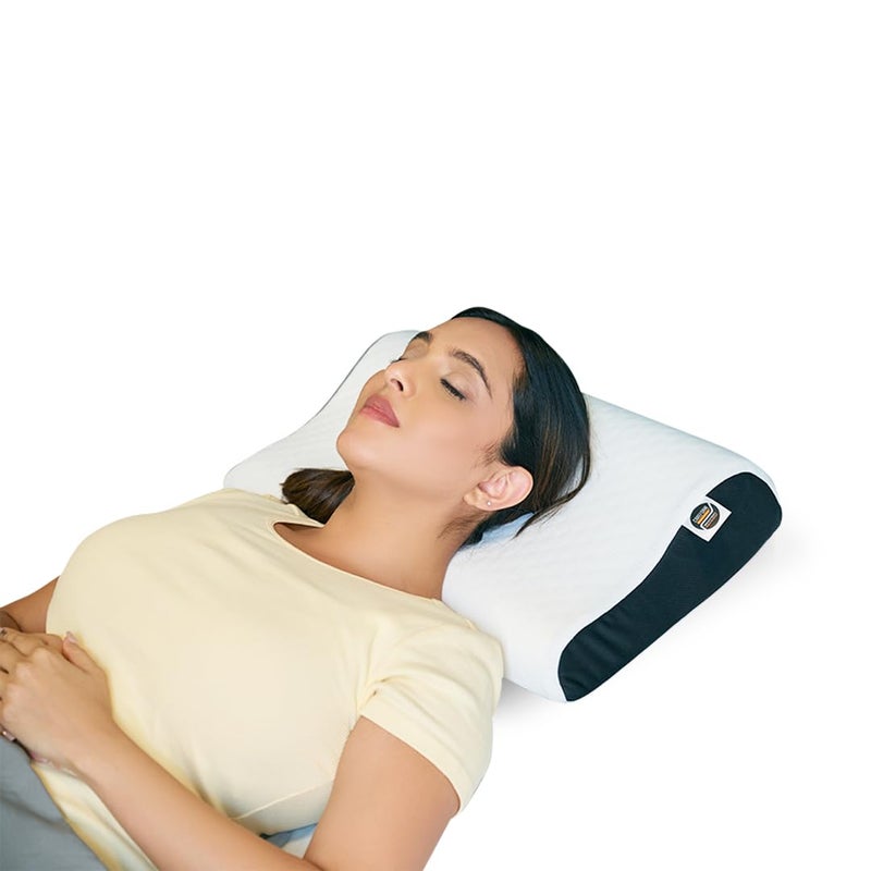 CareFoam CareFoam Ultimate Cervical Neck Pillow 2 Years Warranty Pain Relief Sleep Improves Posture Spinal Alignment Neck Pain Relief Pillow Queen 19 x 11 x 35 Inch White Jacquard Cover Pack of 1 - Image 1