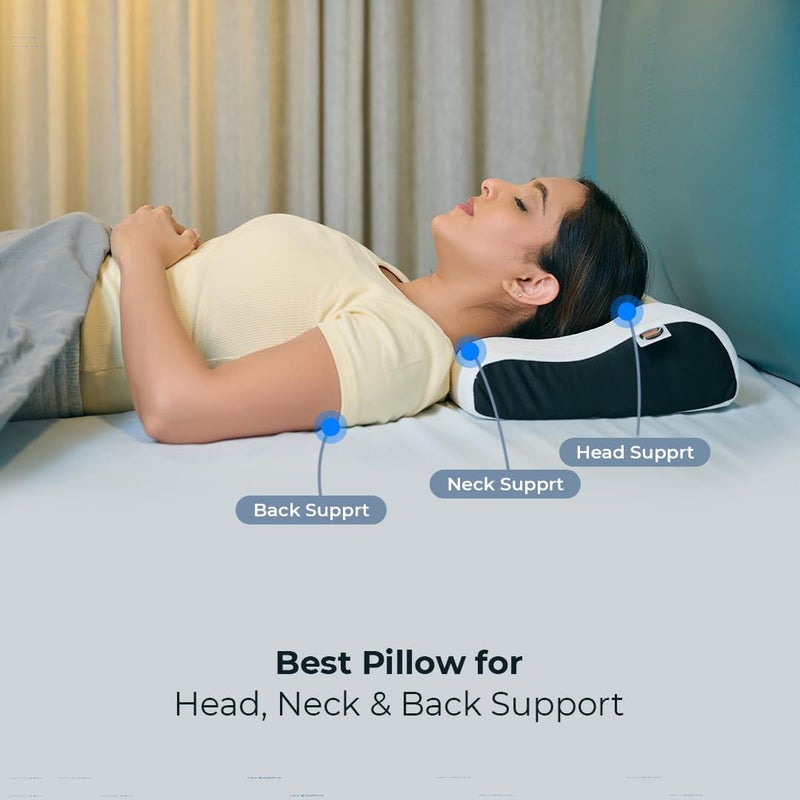 CareFoam CareFoam Ultimate Cervical Neck Pillow 2 Years Warranty Pain Relief Sleep Improves Posture Spinal Alignment Neck Pain Relief Pillow Queen 19 x 11 x 35 Inch White Jacquard Cover Pack of 1 - Image 4