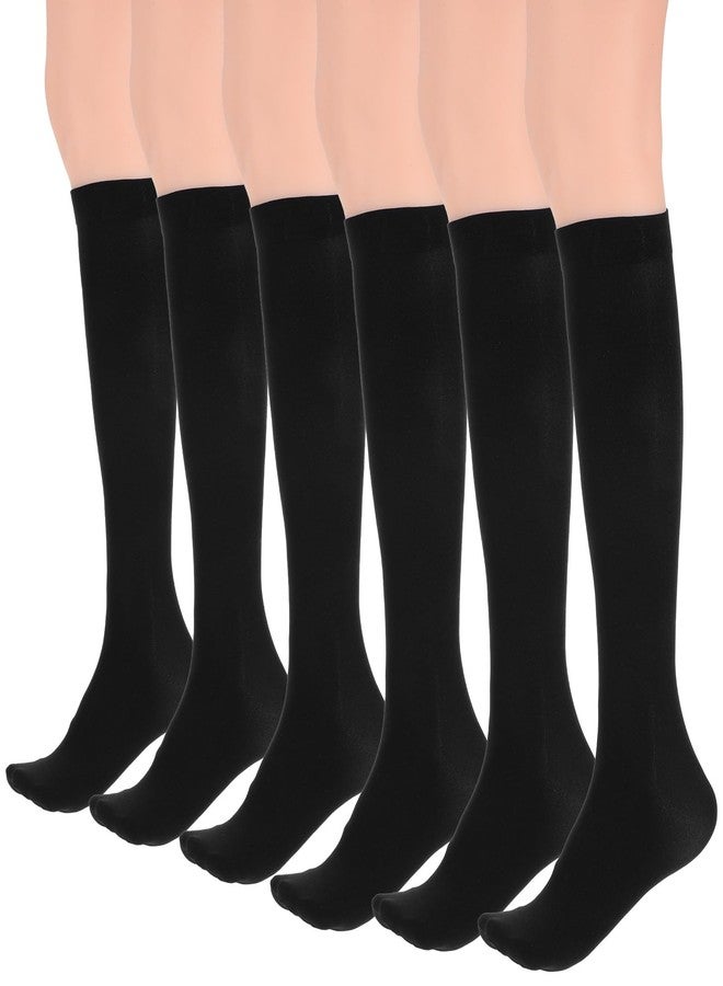 Yolev 6 Pairs Women's Knee High Socks, Opaque Stretchy Spandex Black Knee High Socks, Trouser Sock for Women - Image 1
