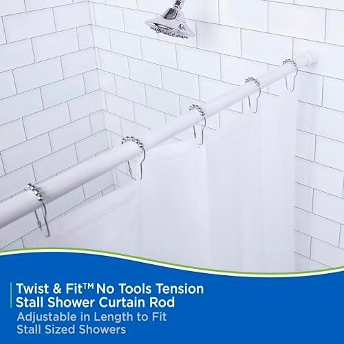 Kenney KN607C/10 Twist & Fit No Tools Camlock Tension Easy Install Stall Shower Curtain Rod with Non-Slip, Non-Scratch Ends, 24-40" Adjustable Length, White, 1" Diameter Rust Resistant Steel Tube - Image 3