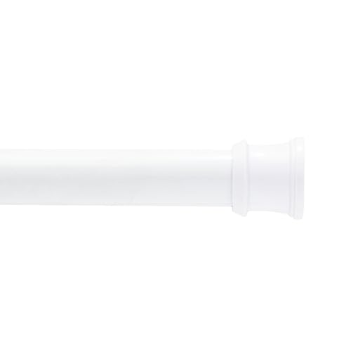 Kenney KN607C/10 Twist & Fit No Tools Camlock Tension Easy Install Stall Shower Curtain Rod with Non-Slip, Non-Scratch Ends, 24-40" Adjustable Length, White, 1" Diameter Rust Resistant Steel Tube - Image 1