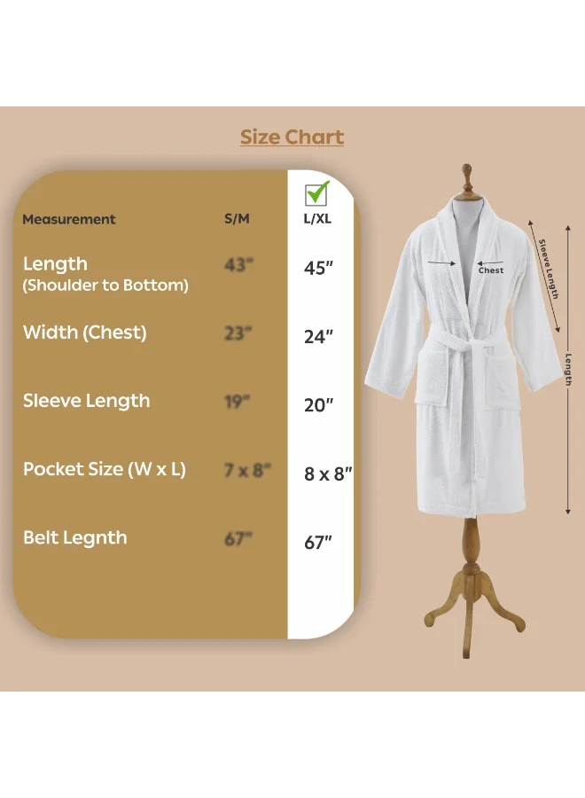 دوناتيلا روب حمام تيري قطني ناعم سريع الامتصاص (مقاس L/XL) أبيض