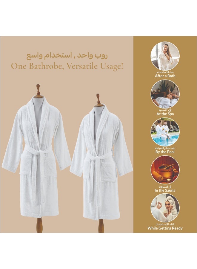 دوناتيلا روب حمام تيري قطني ناعم سريع الامتصاص (مقاس L/XL) أبيض  - Image 5