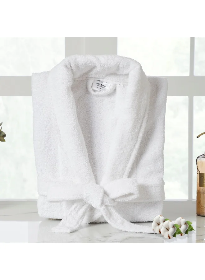 Donetella Unisex 100% Cotton Terry Bathrobe Large & Extra Large Size, 400 GSM, Luxurious & Absorbent, Ankle-Length with Shawl Collar & Pockets