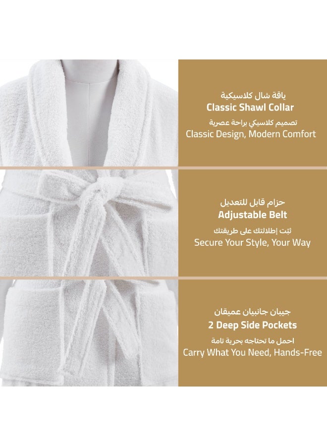 دوناتيلا روب حمام تيري قطني ناعم سريع الامتصاص (مقاس L/XL) أبيض  - Image 2