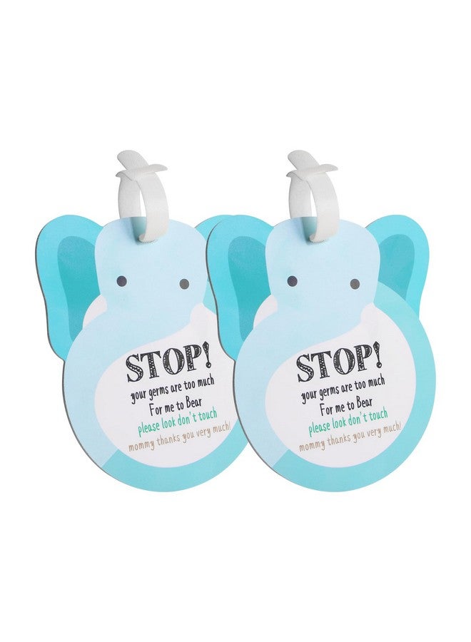 CORNERIA Elephant Baby Don‘T Touch Sign Baby Car Seat Cover Tag Newborn Stroller Tag Do Not Touch Sign For Baby Preemie No Touching Sign Vinyl Hard Board Baby Basket Tag With Hanging Straps 2 Set - Image 1