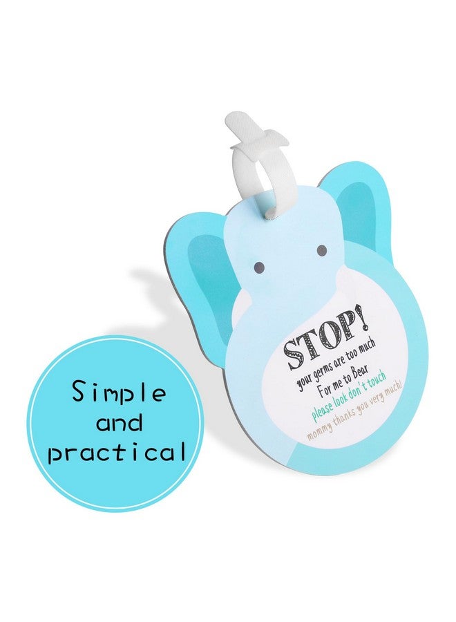 CORNERIA Elephant Baby Don‘T Touch Sign Baby Car Seat Cover Tag Newborn Stroller Tag Do Not Touch Sign For Baby Preemie No Touching Sign Vinyl Hard Board Baby Basket Tag With Hanging Straps 2 Set - Image 3