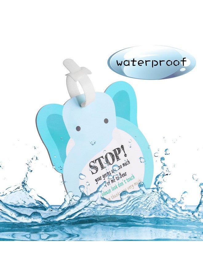 CORNERIA Elephant Baby Don‘T Touch Sign Baby Car Seat Cover Tag Newborn Stroller Tag Do Not Touch Sign For Baby Preemie No Touching Sign Vinyl Hard Board Baby Basket Tag With Hanging Straps 2 Set - Image 2