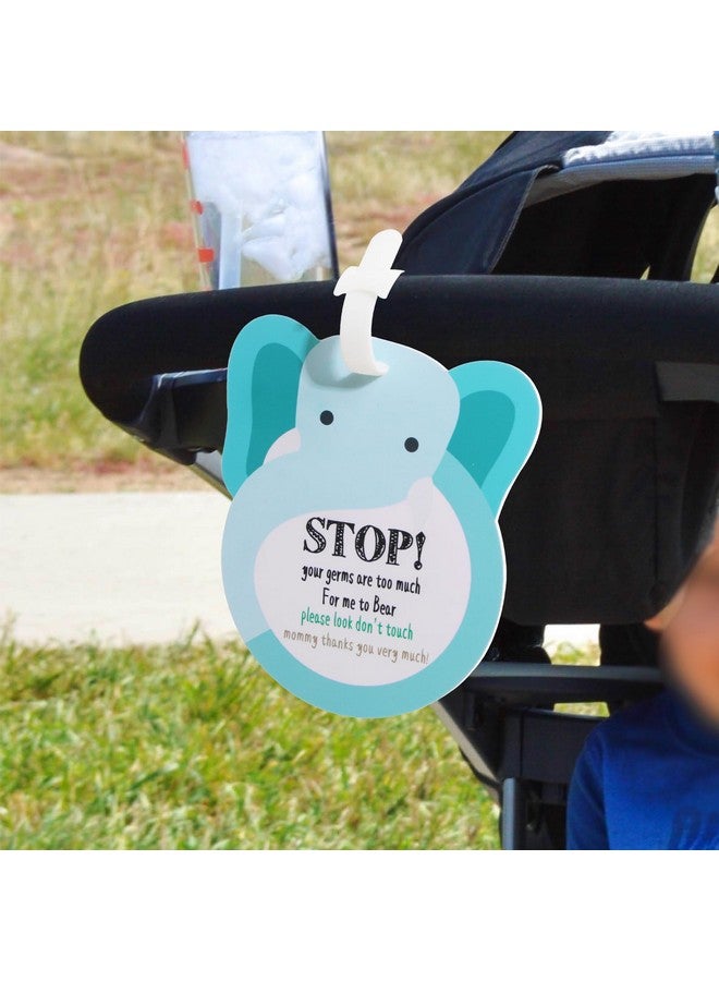 CORNERIA Elephant Baby Don‘T Touch Sign Baby Car Seat Cover Tag Newborn Stroller Tag Do Not Touch Sign For Baby Preemie No Touching Sign Vinyl Hard Board Baby Basket Tag With Hanging Straps 2 Set - Image 4