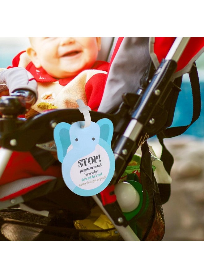 CORNERIA Elephant Baby Don‘T Touch Sign Baby Car Seat Cover Tag Newborn Stroller Tag Do Not Touch Sign For Baby Preemie No Touching Sign Vinyl Hard Board Baby Basket Tag With Hanging Straps 2 Set - Image 5