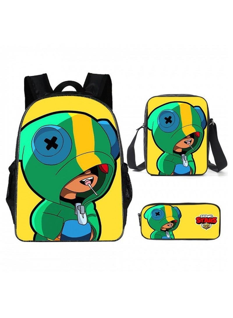 Brawl Stars Student Cartoon Anime Backpack Three-Piece Set 29*16*42cm