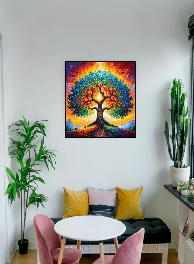 مجموعة رسم شجرة الحياة من إلدازاو، مناسبة للبالغين المبتدئين، للرسم على الزجاج الملون، لوحة قماشية، ألوان أكريليك، مقاس 20 × 16 بوصة. - Image 4