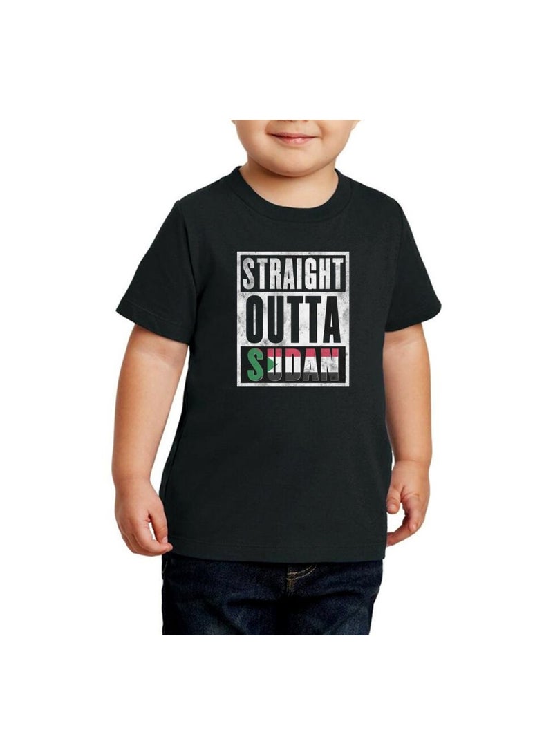 PRINTSHOP4ME Sudan Kids T-Shirt For Boys|Straight Outta Sudan Design|Cotton Round Neck Tee|Short Sleeve Comfortable Fit For Playtime And Sports - Image 1