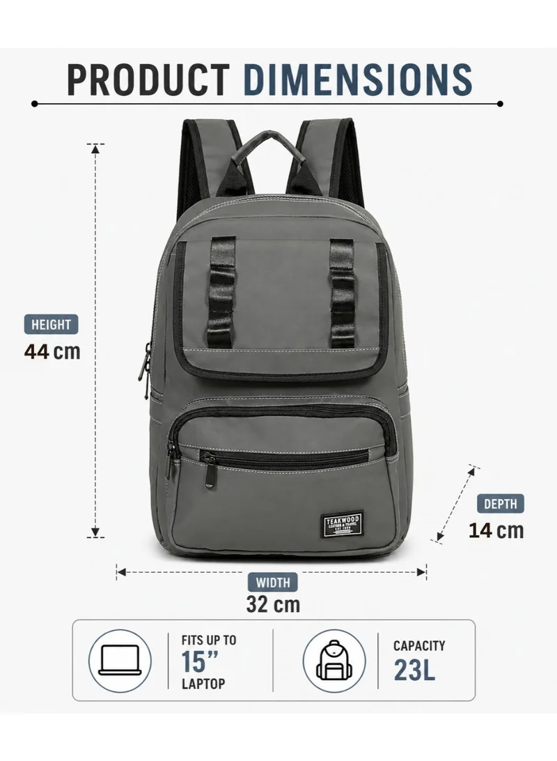 Teakwood grey Teakwood 23L Business Laptop Backpack for Men & Women | Fits up to 15 " Laptop | Premium Grey Office & Travel Backpack | Water-Resistant | Multi-Compartment | Ergonomic Lightweight Durable Design  | Best Price UAE
