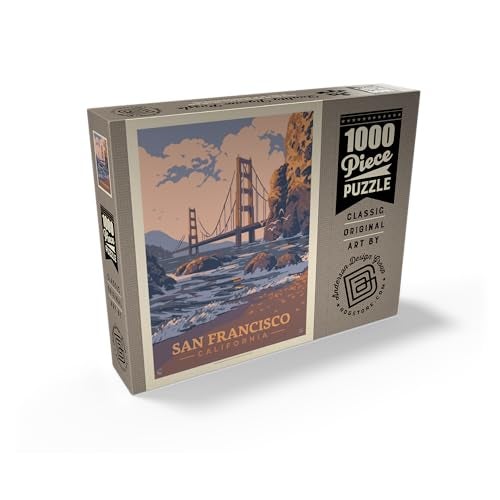 MyPuzzle.com MyPuzzle San Francisco CA Golden GateWaters Edge Vintage Poster Premium 1000 Piece Jigsaw Puzzle for Adults - Image 5