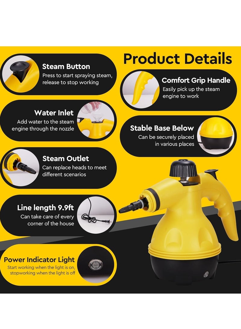 Pressurized Handheld Steam Cleaner, Household Cleaner with 9 Accessories, Multi-Surface & Powerful Steam Engine, Home, Car, Kitchen & Bathroom Cleaning - Image 2